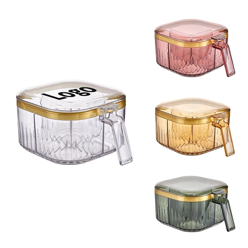 Four-Compartment Seasoning Storage Box with Spoon
