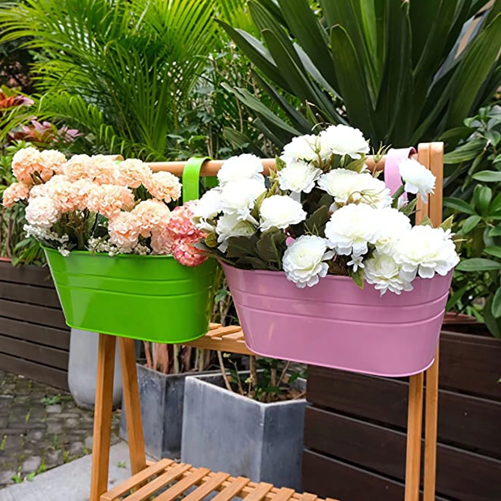 Charming Countryside Iron Flower Bucket With Detachable Hook