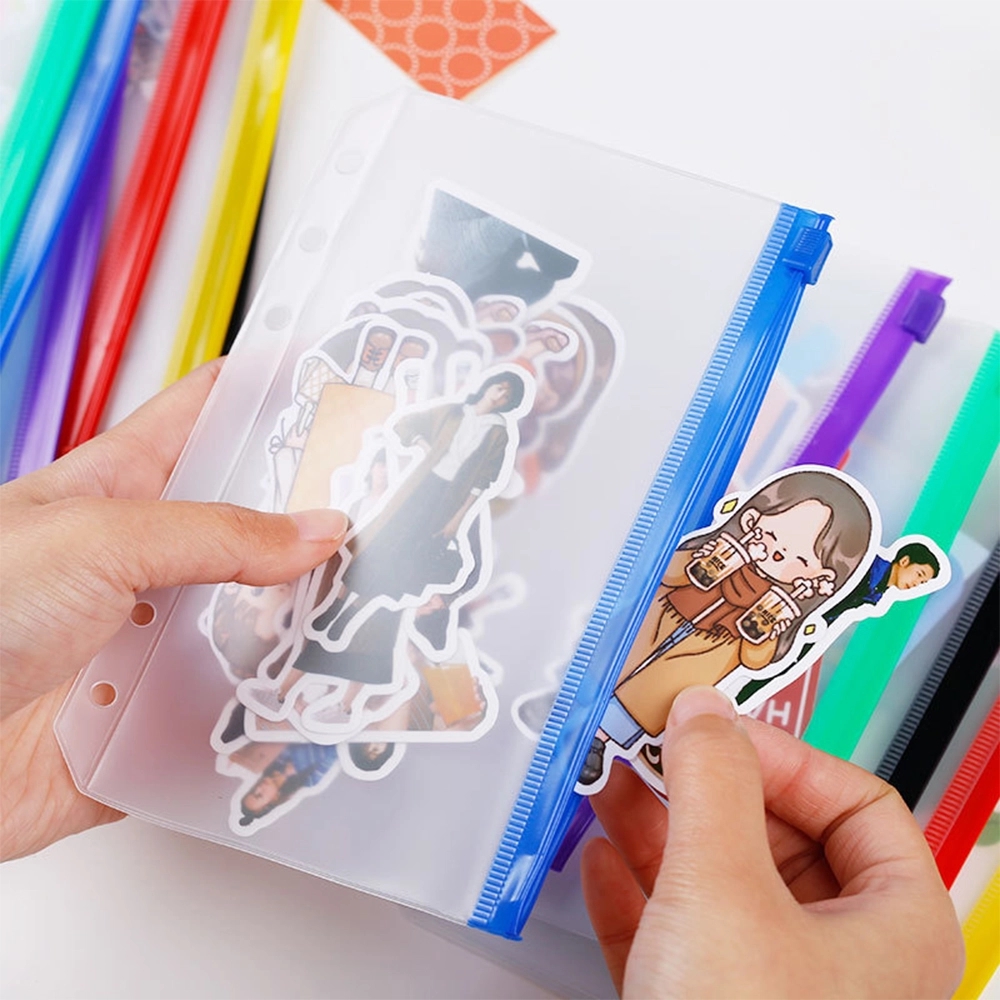 A5 Frosted PVC Self-Sealing Storage Bags for Organization