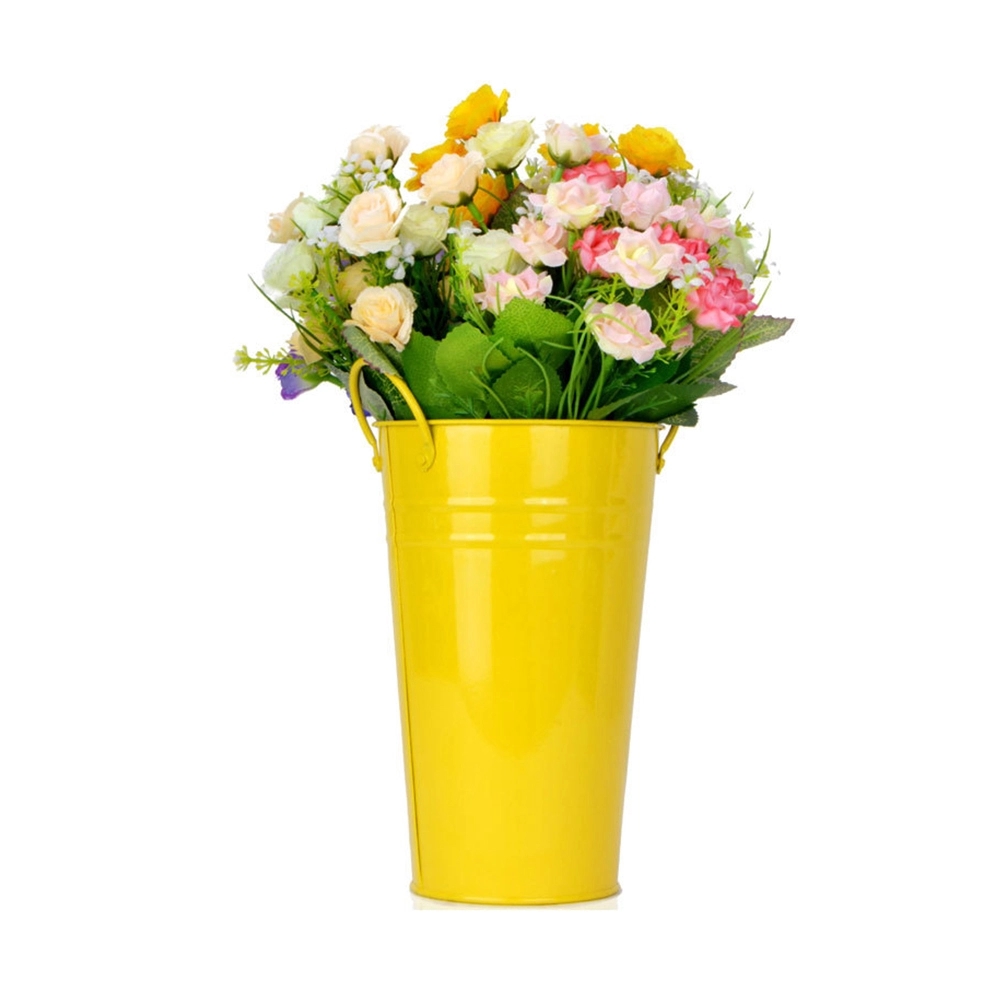 Colorful Double-Handle Metal Flower Pot Decor
