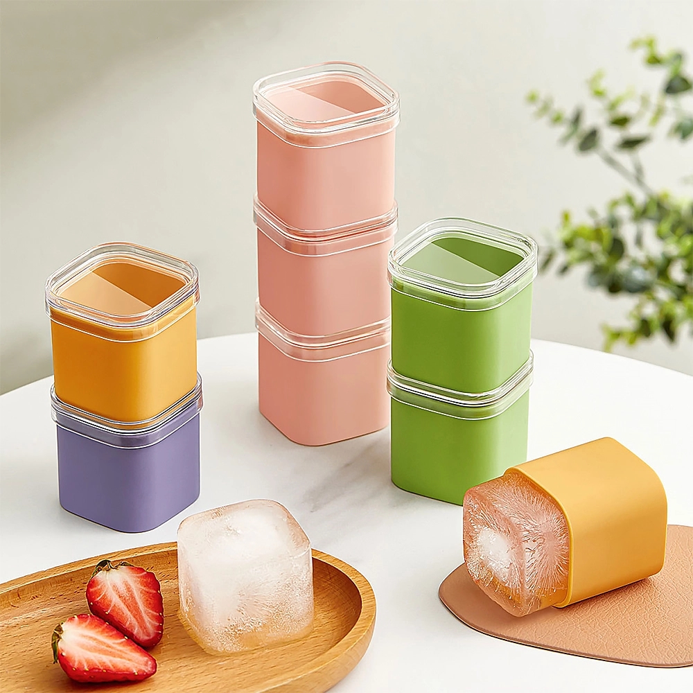 80ml Large Ice Cube Tray with Lid - Food-Grade Silicone Mold