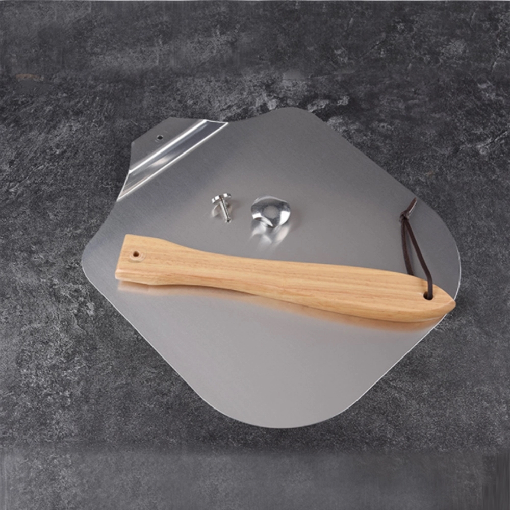 Foldable Aluminum Pizza Peel with Retractable Wooden Handle