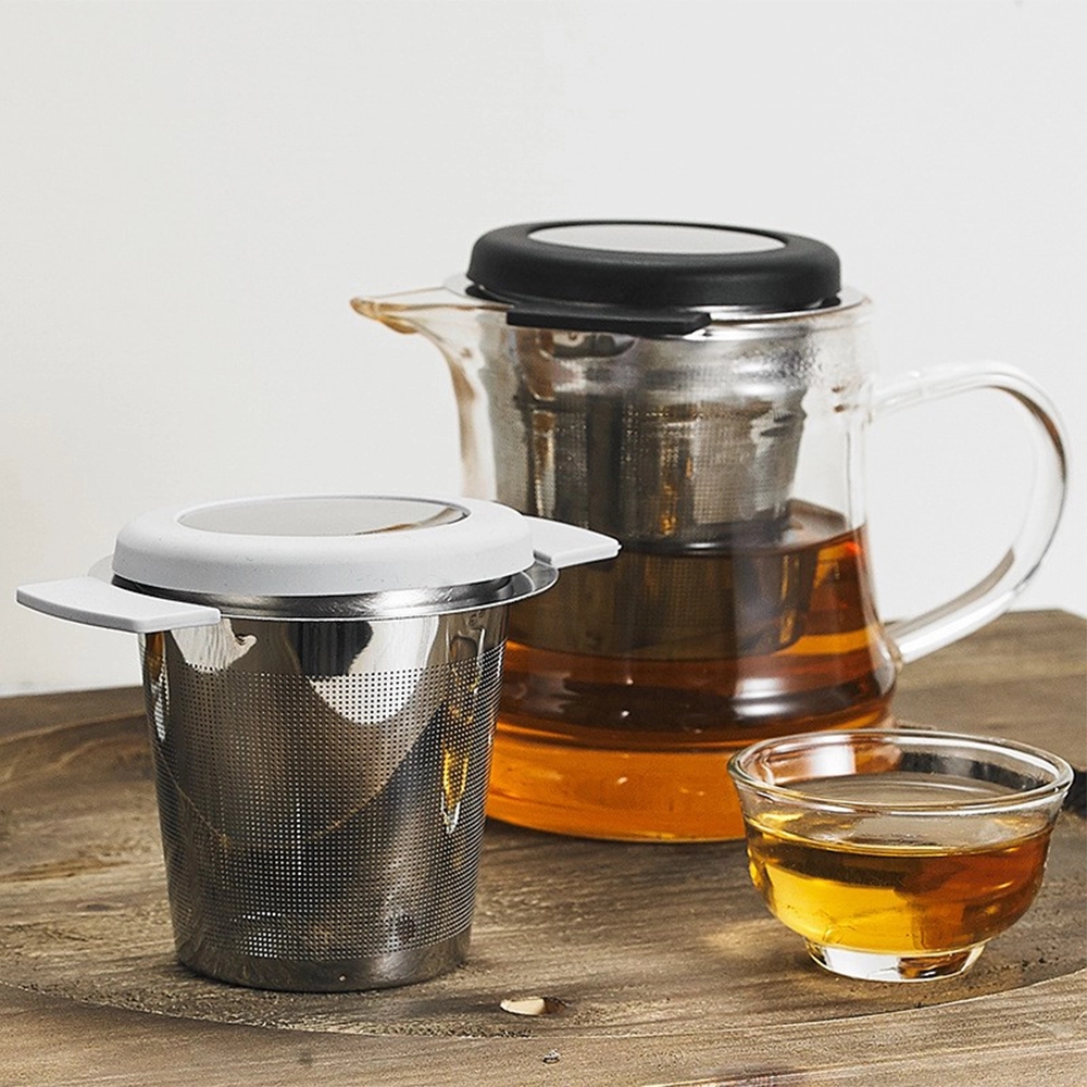 Stainless Steel Double-Eared Cup-Shaped Tea Filter with Lid