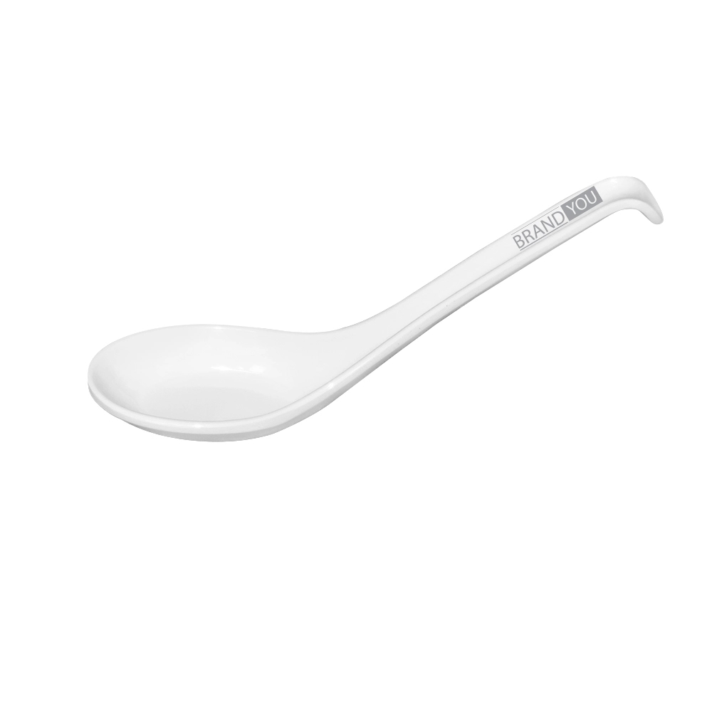 6" White Melamine Spoon w/ Slip-Resistant Hook