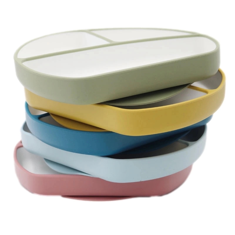 3 Divided Unbreakable Dual Tone Silicone Baby Plates
