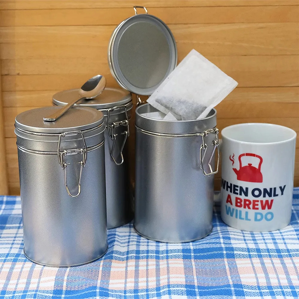 Tinplate Tea and Food Storage Can with Iron Wire Handle
