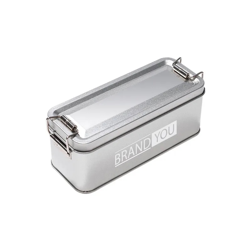 Square Metal Tin Box w/ Buckle Closure