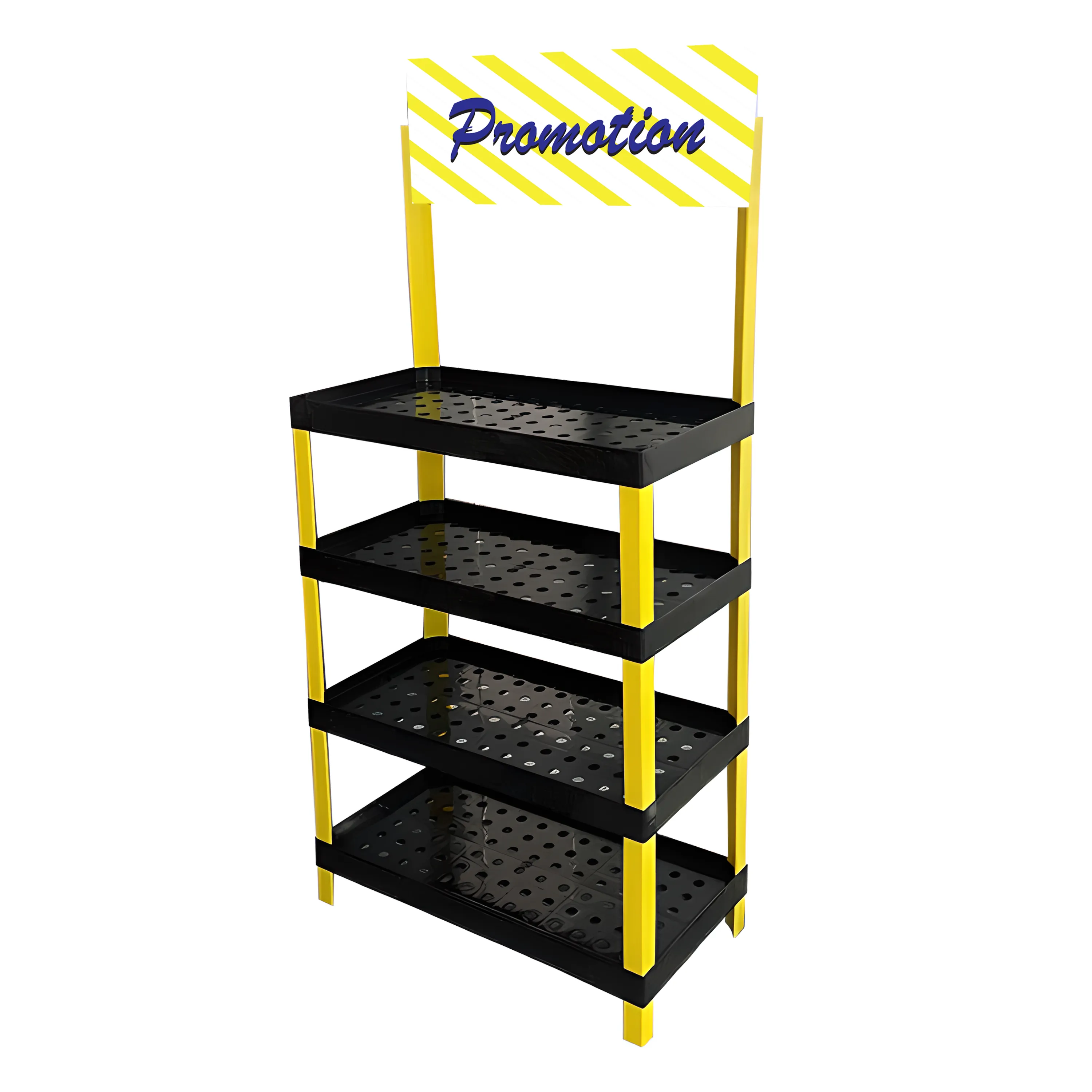 4-Shelf Plastic Display Stand w/ Holed Trays