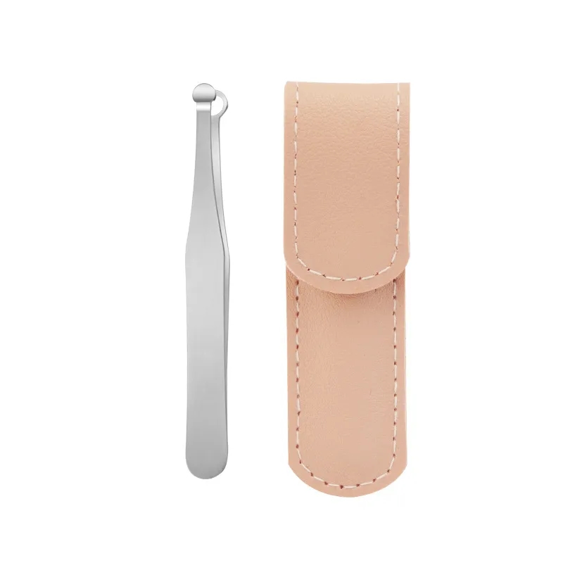 Stainless Steel Nose Hair Trimmer Round Tip w/ Leather Case