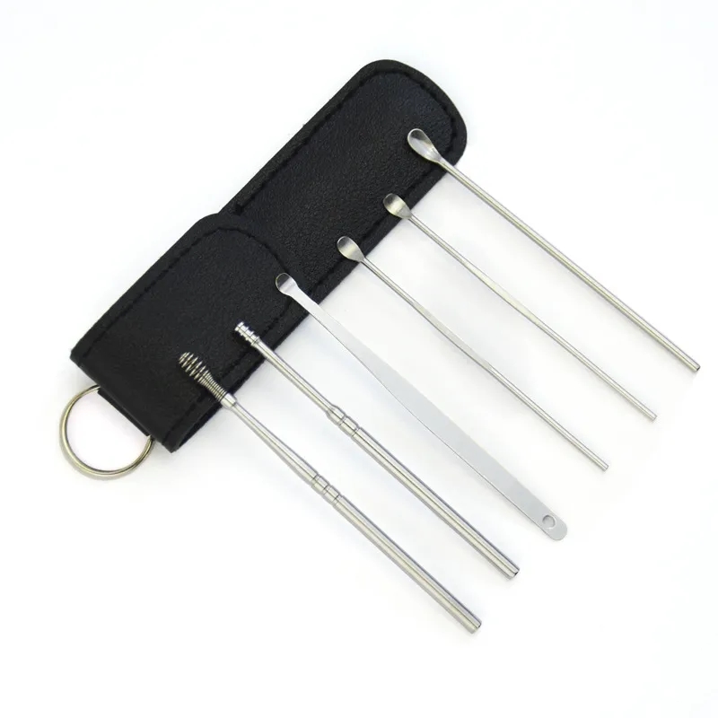 Ear Pick Set 6-Piece Earwax Removal Tools w/ Leather Case