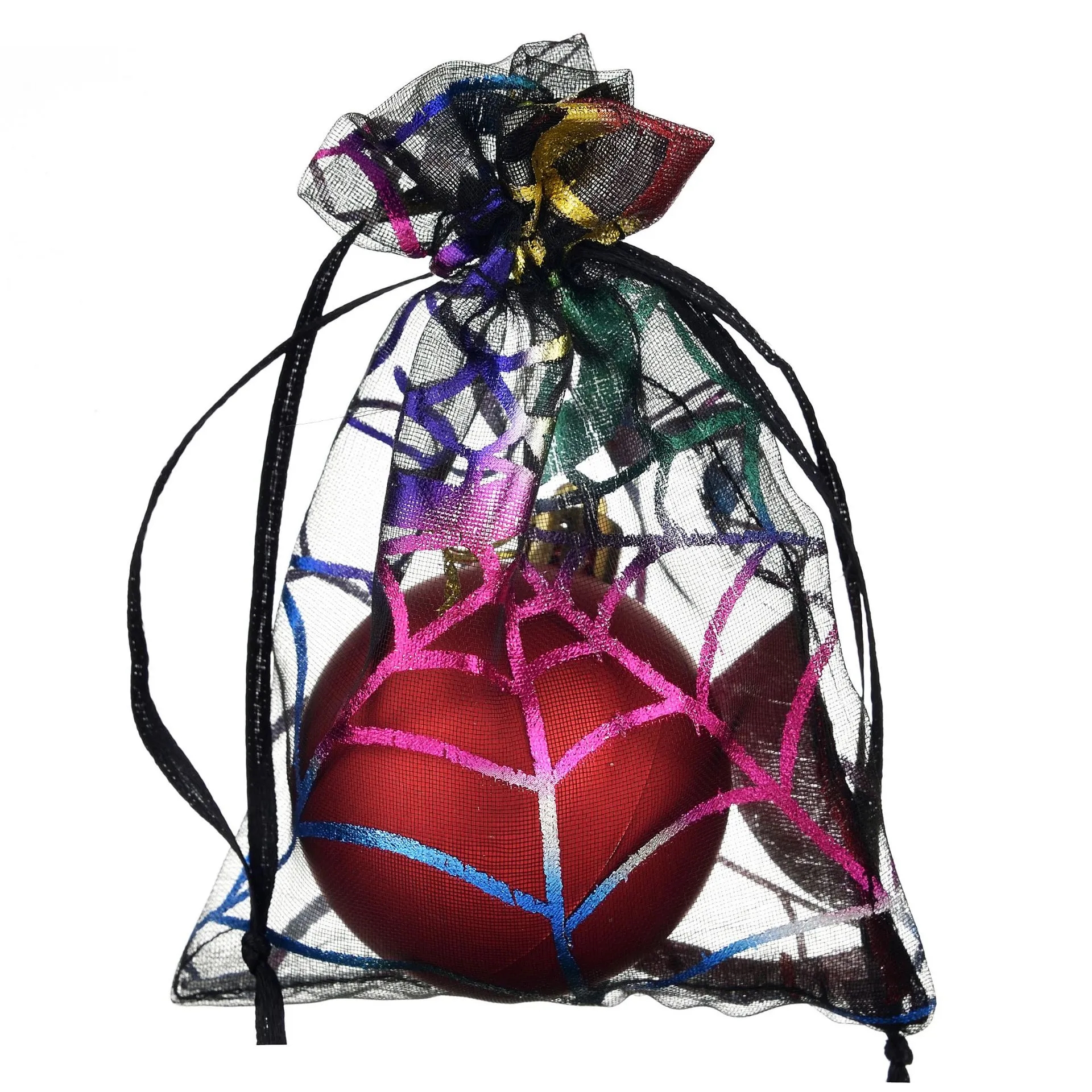 Halloween Foil Embossed Mesh Bag with Drawstring Closure