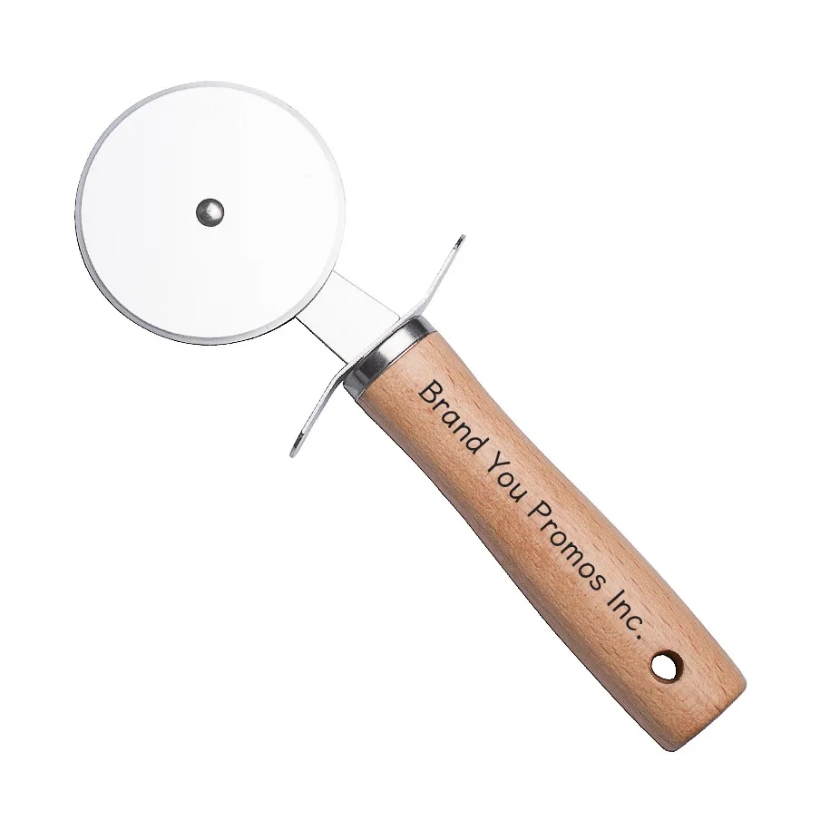 Wood Handled Pizza Cutter with Rolling Blade