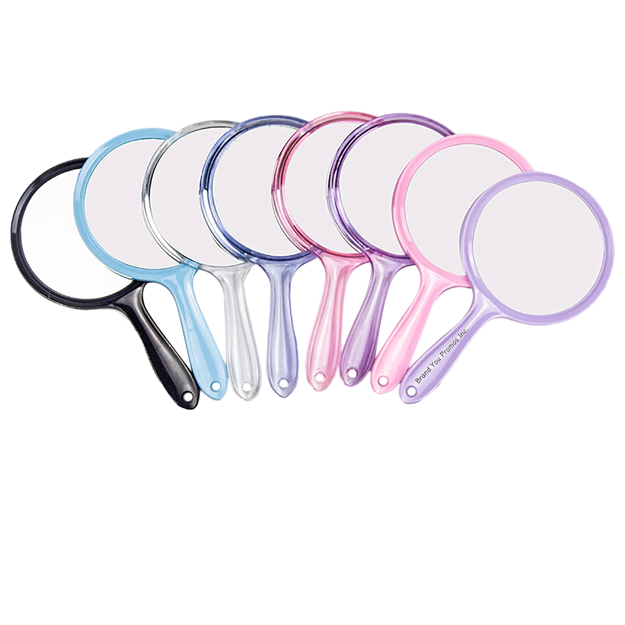Large Handheld Clear Colored Double-Sided Makeup Mirror