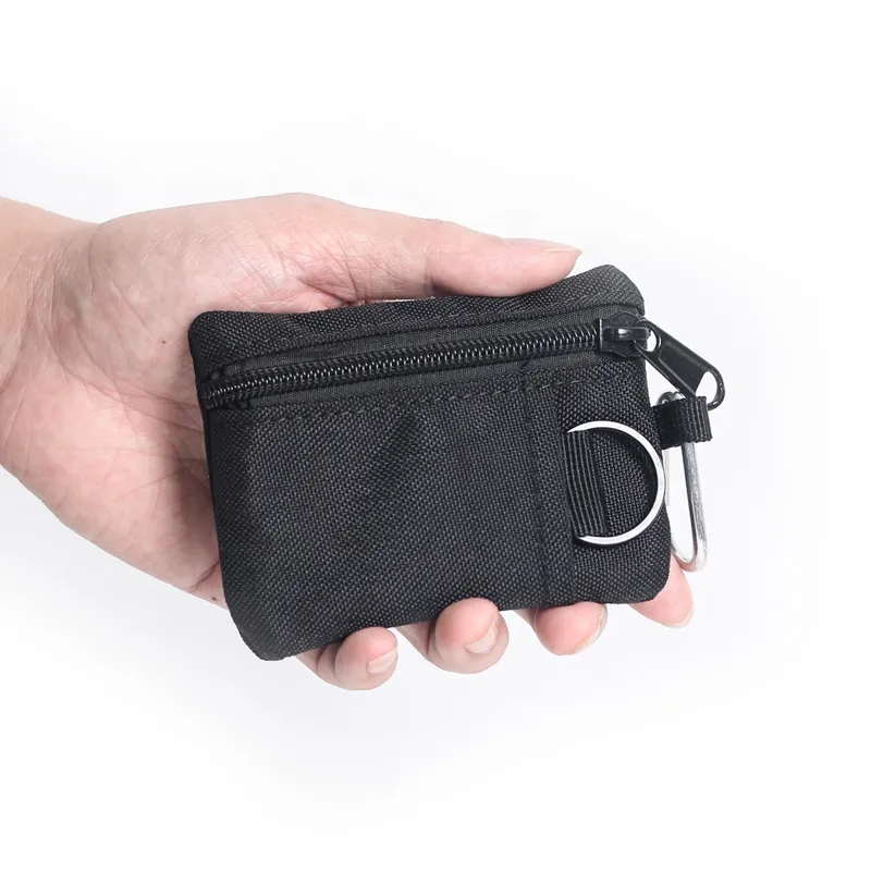 Zippered Nylon Mini Coin Purse Card Holder Pouch