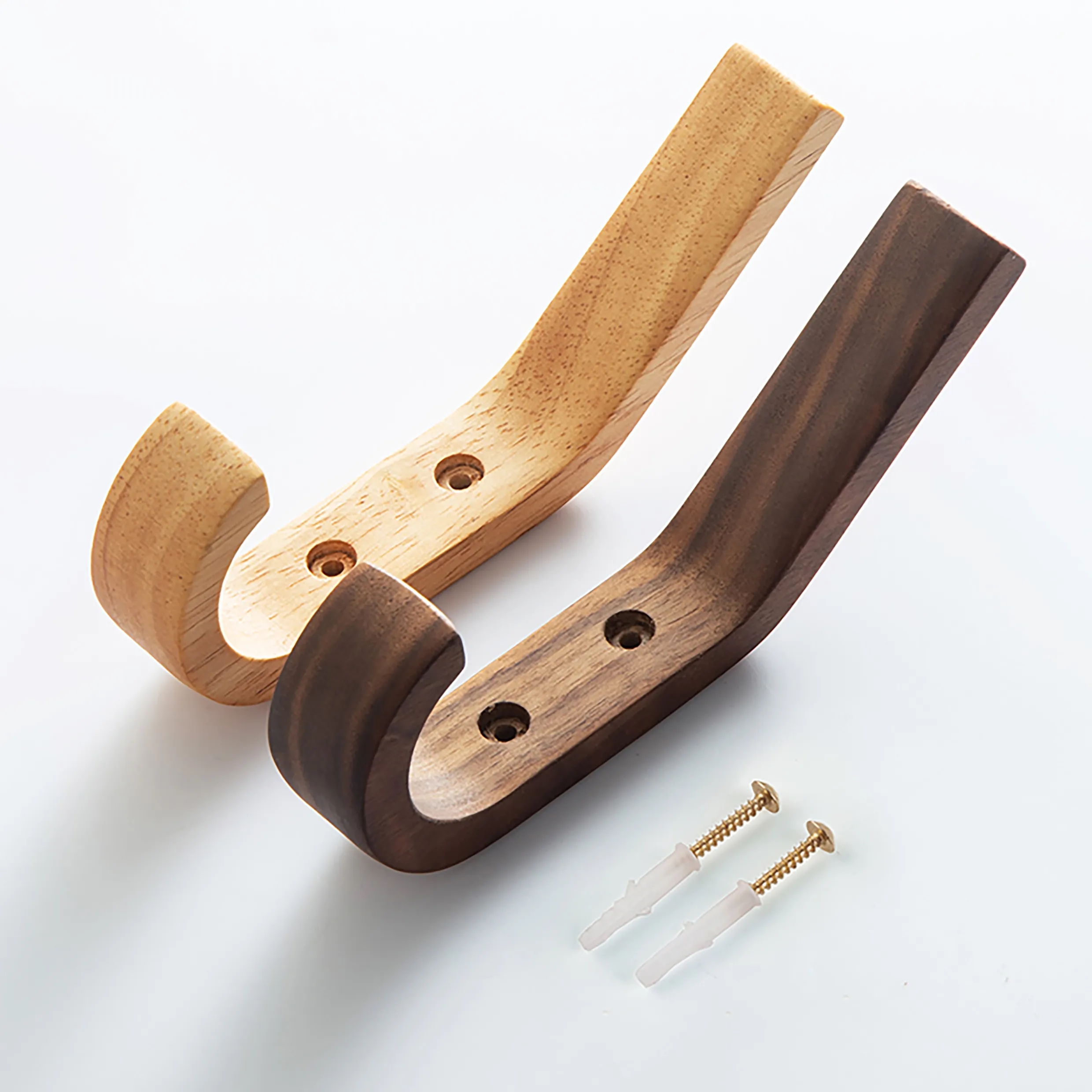 Versatile Rustic Natural Wood Wall Mounted J Shape Hooks
