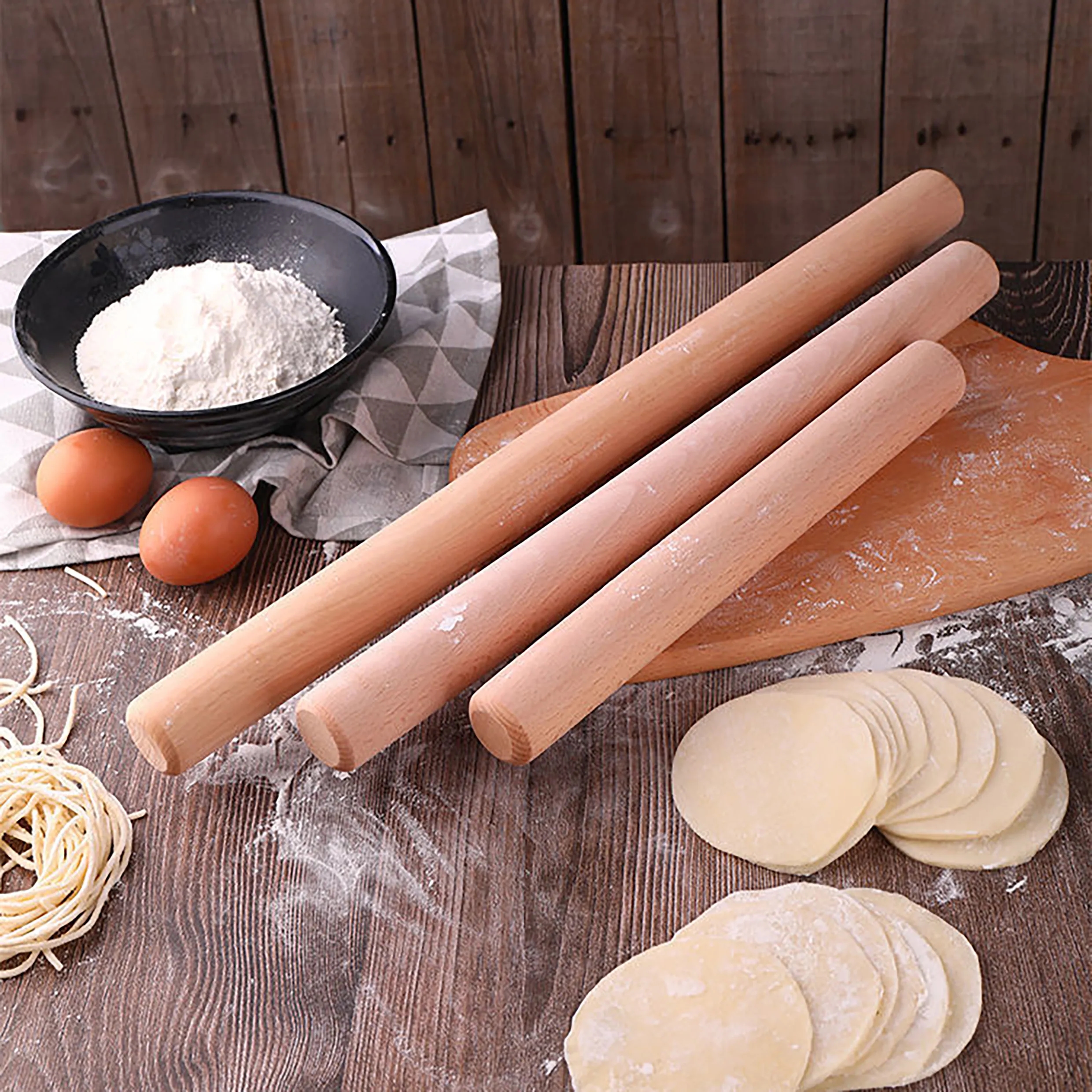 Eco-Friendly Beechwood Bakers Rolling Pin, 40cm Non-Stick