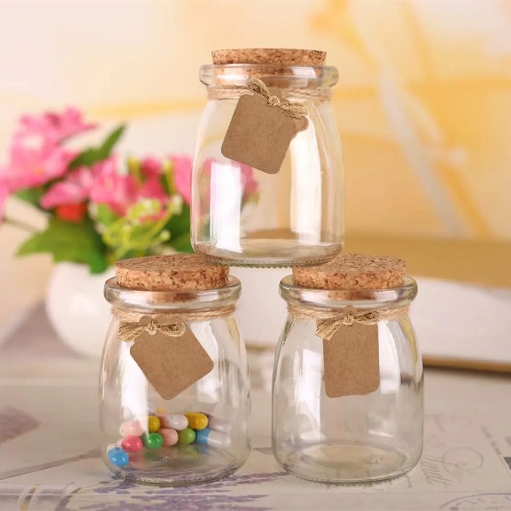 3.4 oz Glass Candy & Gift Favor Jars with Cork Lids