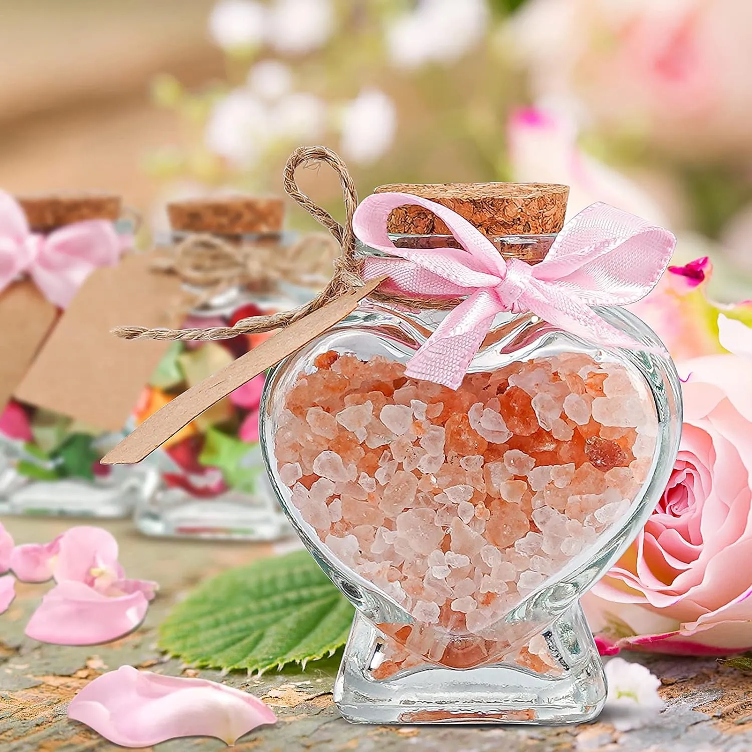 Romantic 3 oz Heart-Shaped Glass Favor Jars with Corks