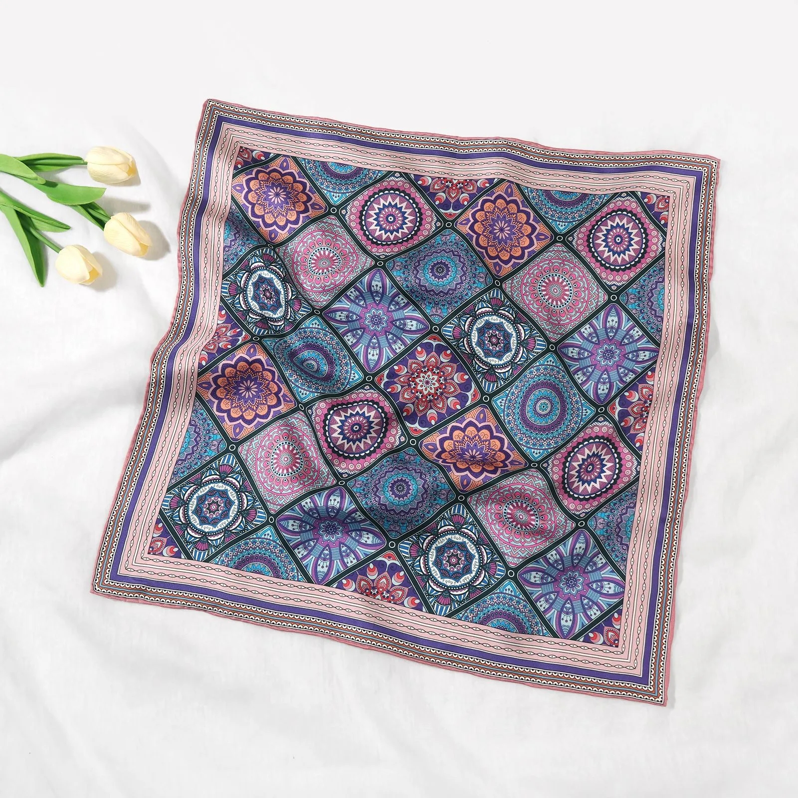 36" Versatile 100% Silk Large Square Scarf & Shawl for Women