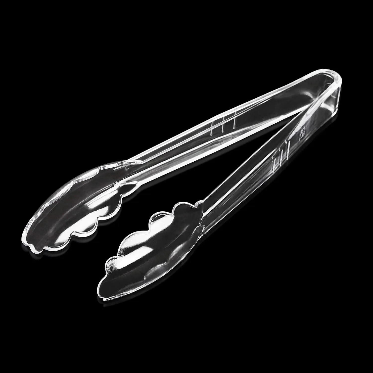 9 Inch Clear Scalloped High Heat Plastic Utility Tong