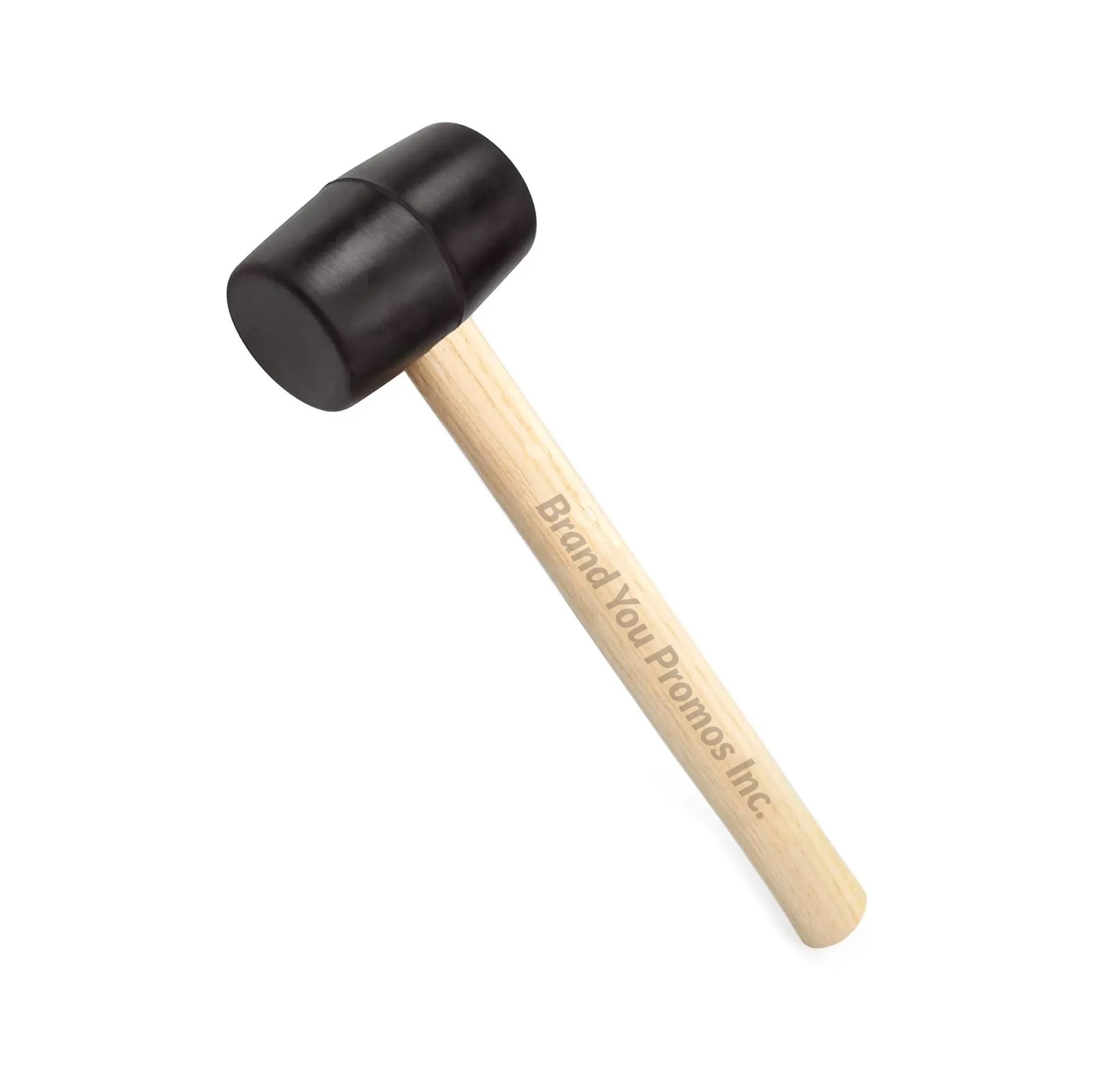 Heavy-Duty 12-oz Black Rubber Mallet Hammer w/ Wood Handle