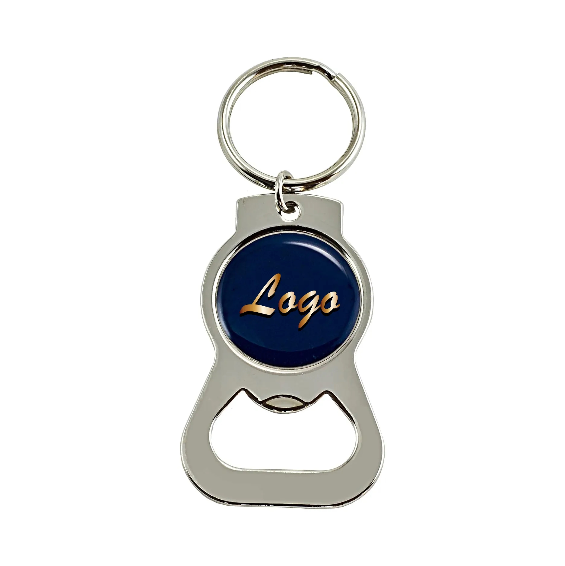 3.5" Custom Printed Bottle Opener Key Ring w/ Dome Overlay