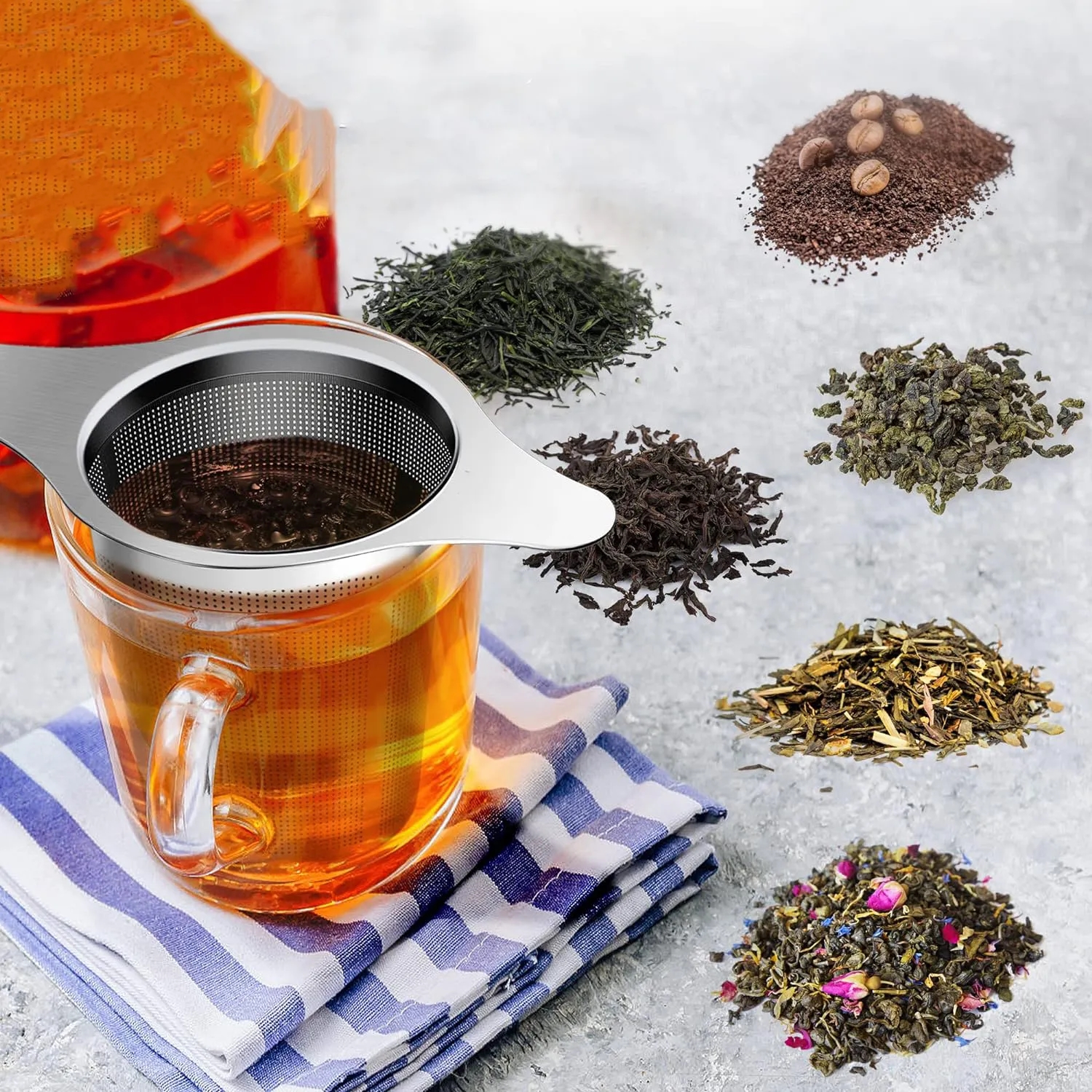 18/8 Stainless Steel Fine Mesh Tea Infuser w/ Double Handles