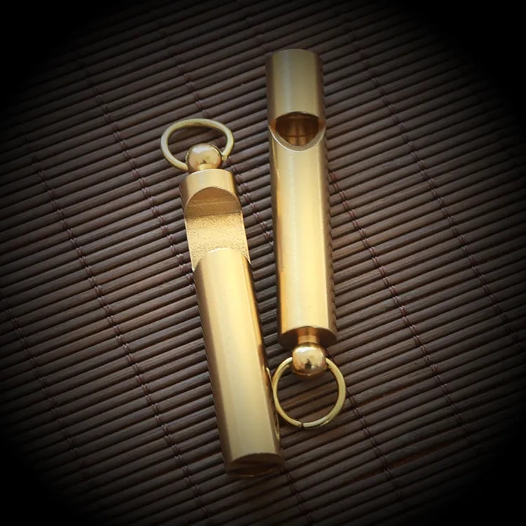 Vintage Brass Keychain Whistle w/ Bottle Opener