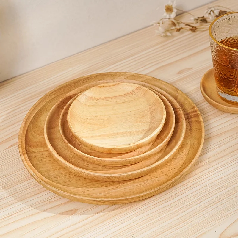 Minimalist Rubber Wood Dining Plate, 9 7/16 inch