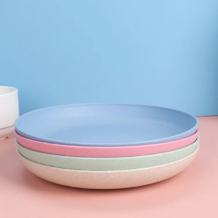 Sustainable 10-Inch Round Reusable Wheat Straw Plates