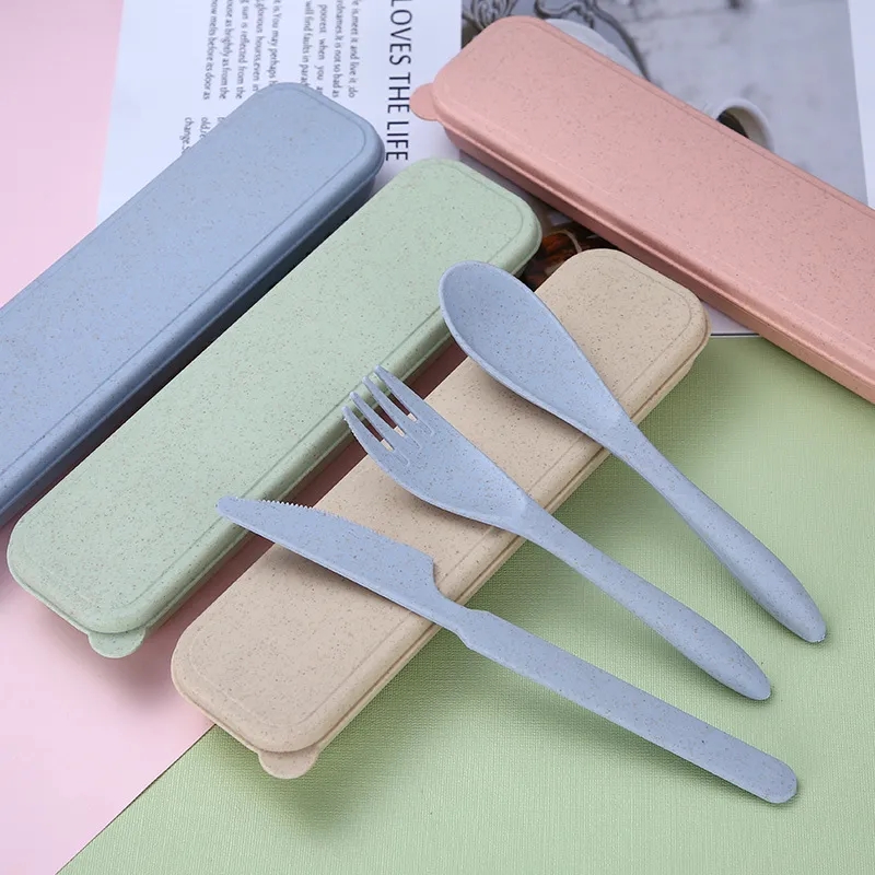 Sustainable Wheat Straw Travel Cutlery Set w/ Case