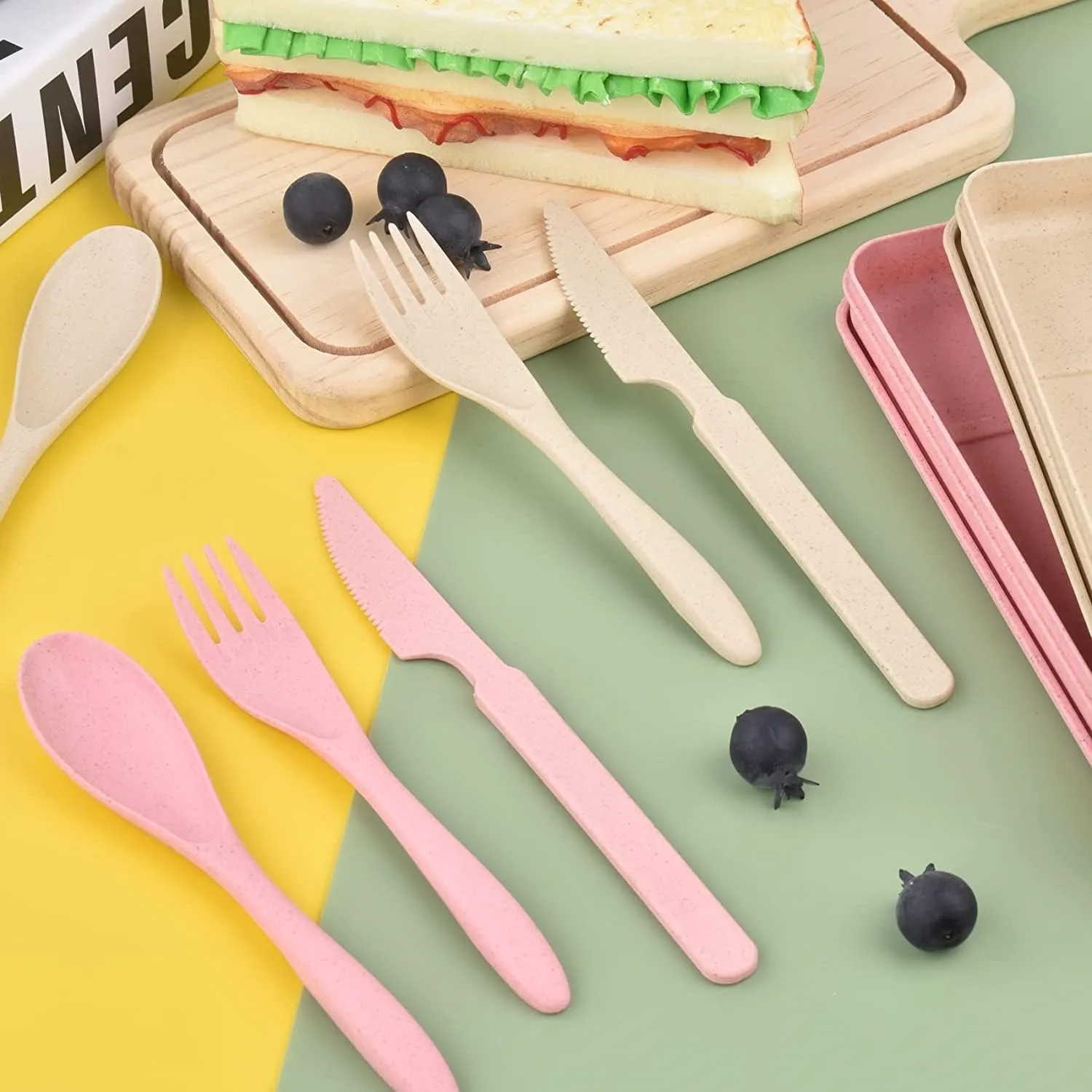 Sustainable Wheat Straw Travel Cutlery Set w/ Case