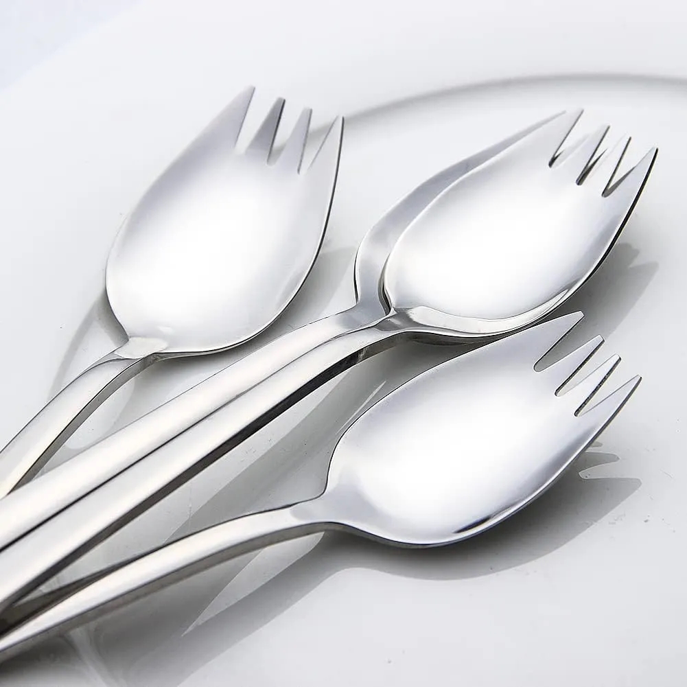 Multi-Use 18/10 Stainless Steel Long Handle Sporks, 7.4 Inch