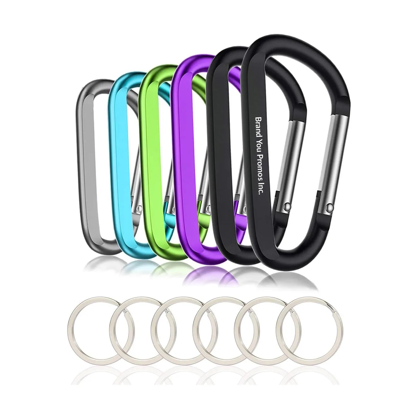 Durable Aluminum D-Shape Carabiner Clip w/ Key Ring