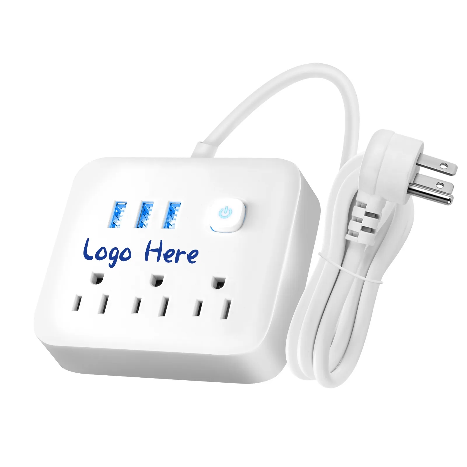 UL-Certified US Standard Power Strip, 3 Sockets 3 USB Ports