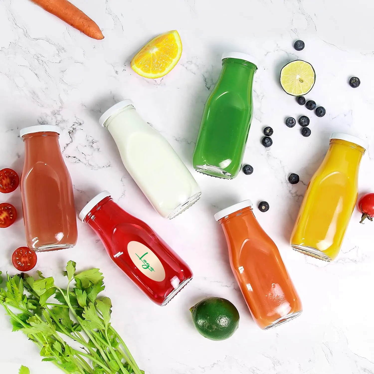 10 oz Eco-Friendly Glass Beverage Bottles with Secure Caps
