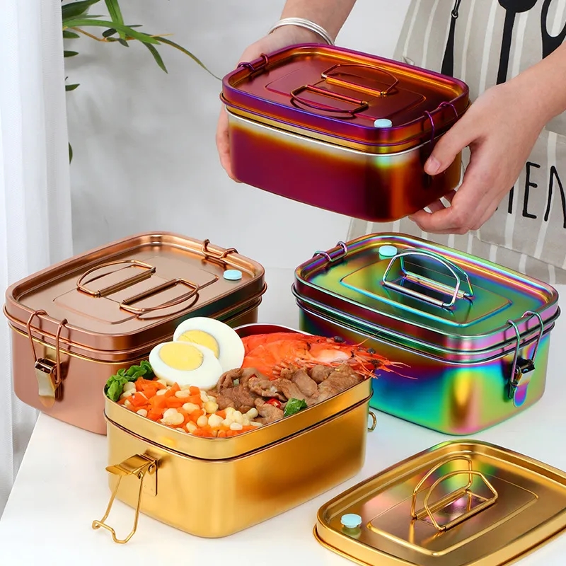 Double-Layer 1.5L Stainless Steel Portable Lunch Box for All