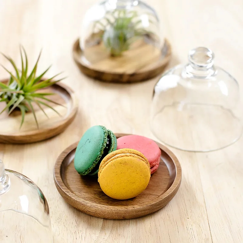 Charming Cloche 4-inch Mini Glass Dessert Dome w/ Wood Base