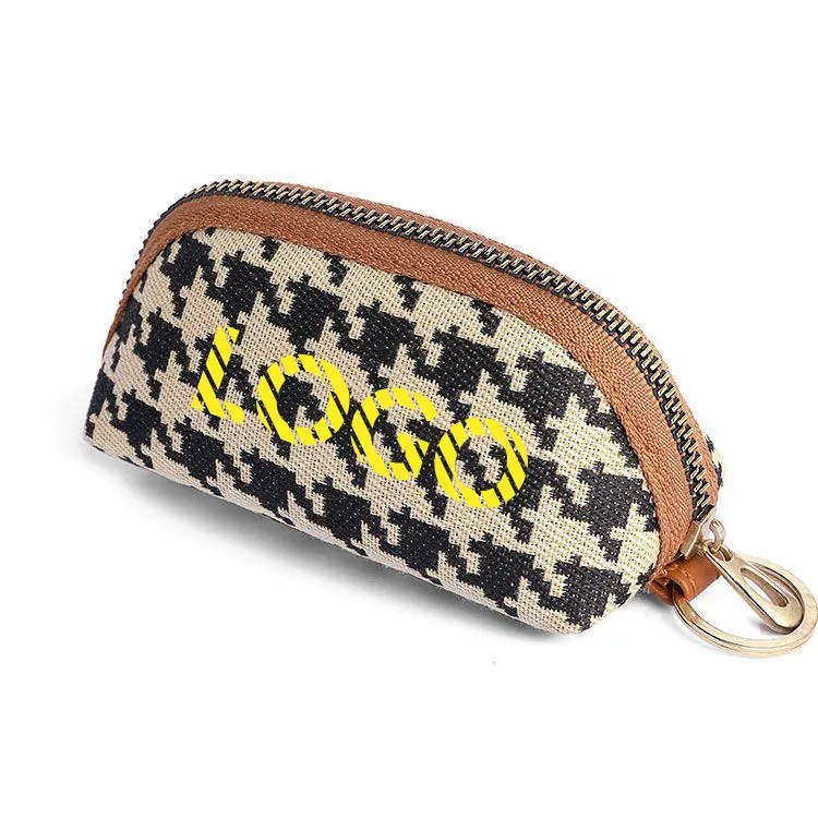 Simple Large Capacity Unisex Zippered Canvas Car Key Holder