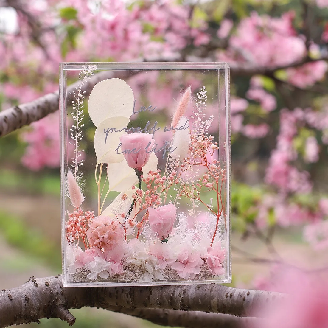 Pull-out Acrylic Flower Gift Box DIY Display Photo Frame