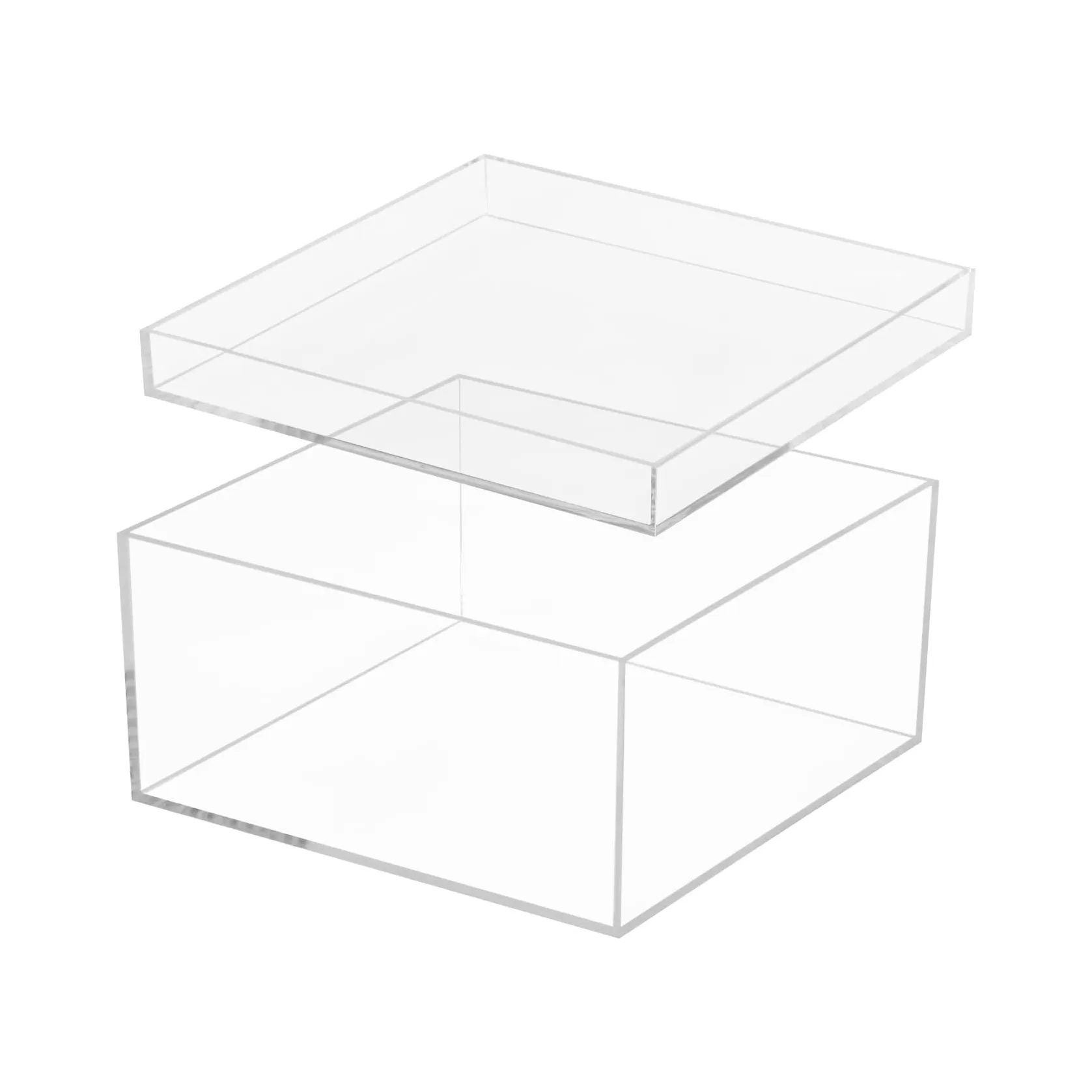 Clear Acrylic Cube Storage Box with Lid - 7.9x7.9x3.9 Inches