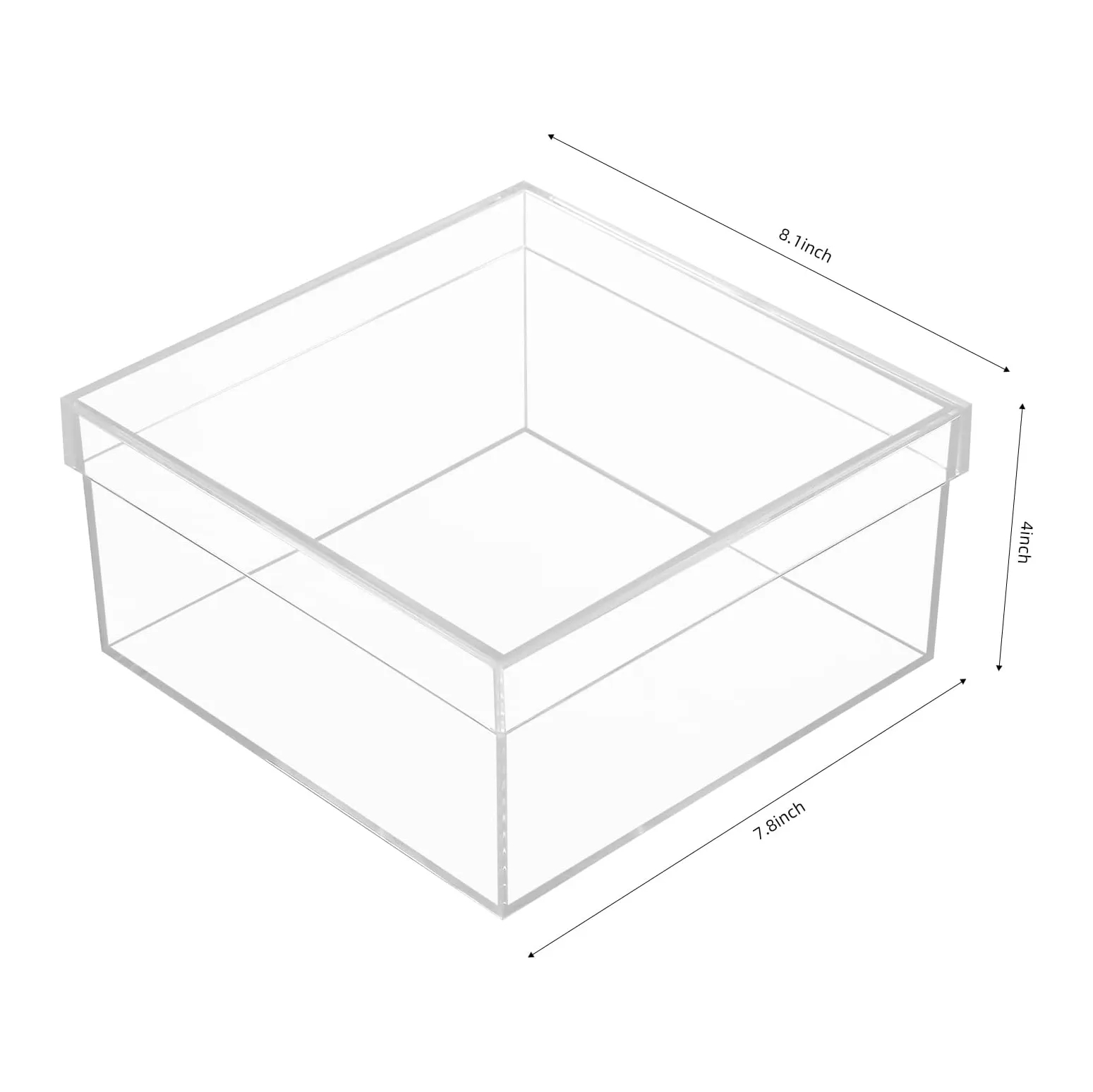Clear Acrylic Cube Storage Box with Lid - 7.9x7.9x3.9 Inches