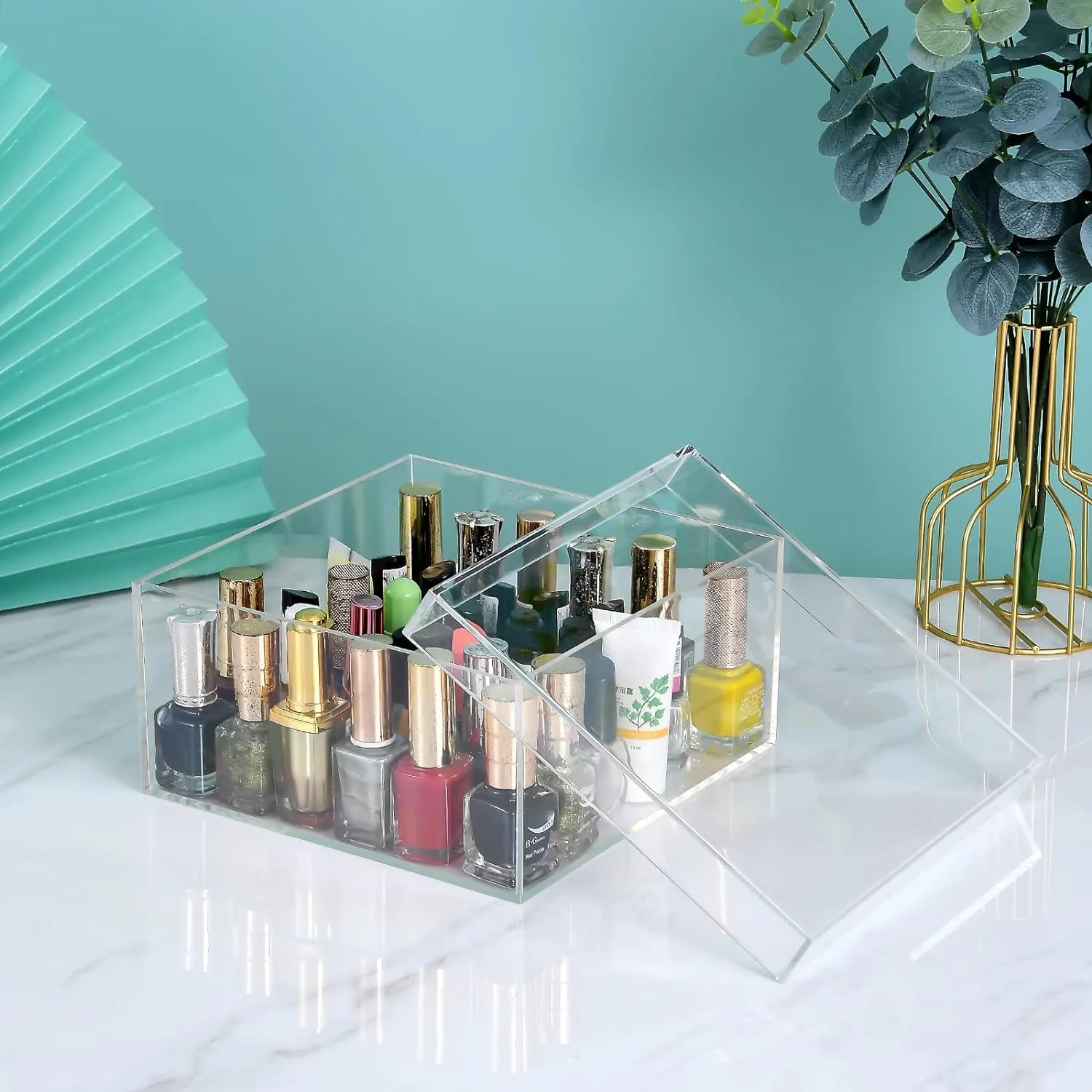 Clear Acrylic Cube Storage Box with Lid - 7.9x7.9x3.9 Inches
