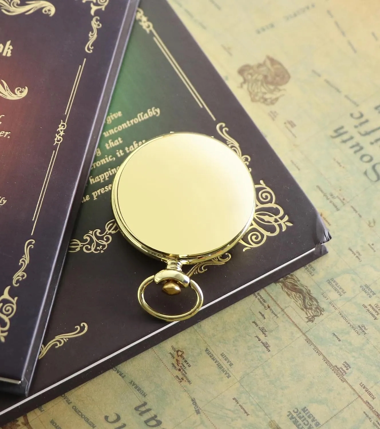 Vintage Brass Gold-Plated Pocket Watch Compass