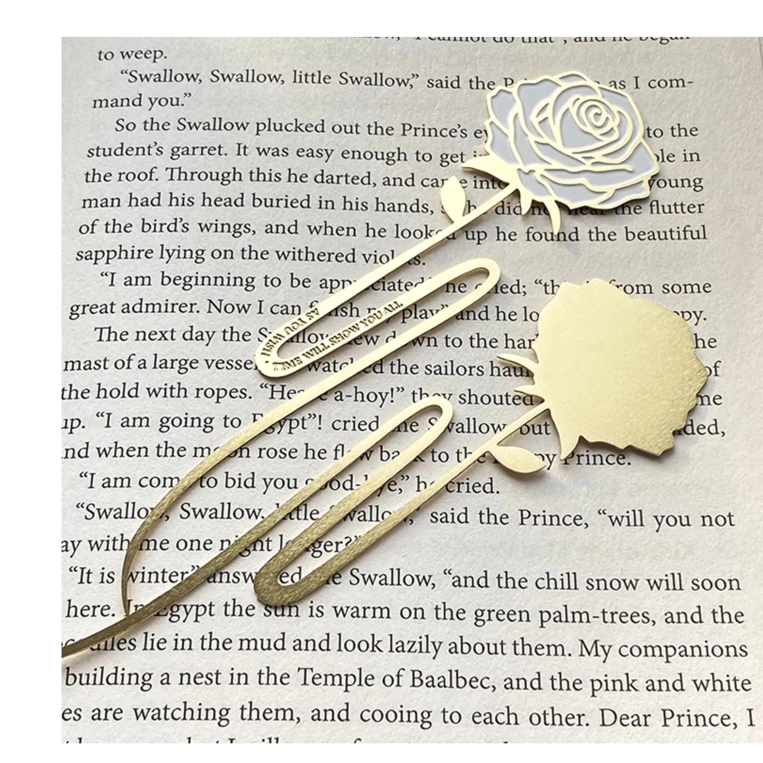 White Rose Gold Bookmark - Elegant Page Holder & Clip
