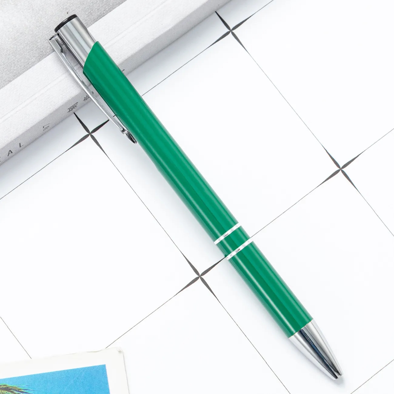 Metallic Push-Action Aluminum Ballpoint Pen with Clip